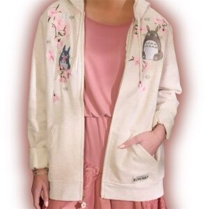 Studio Ghibli My Neighbor Totoro Cherry Blossom Zip Hoodie Sweater